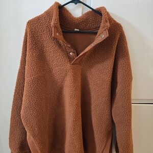 Old Navy Women's Rust Brown Sherpa Pullover Jacket